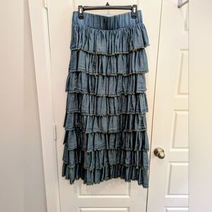 NWT Jaded Gypsy Denim Maxi Skirt OS